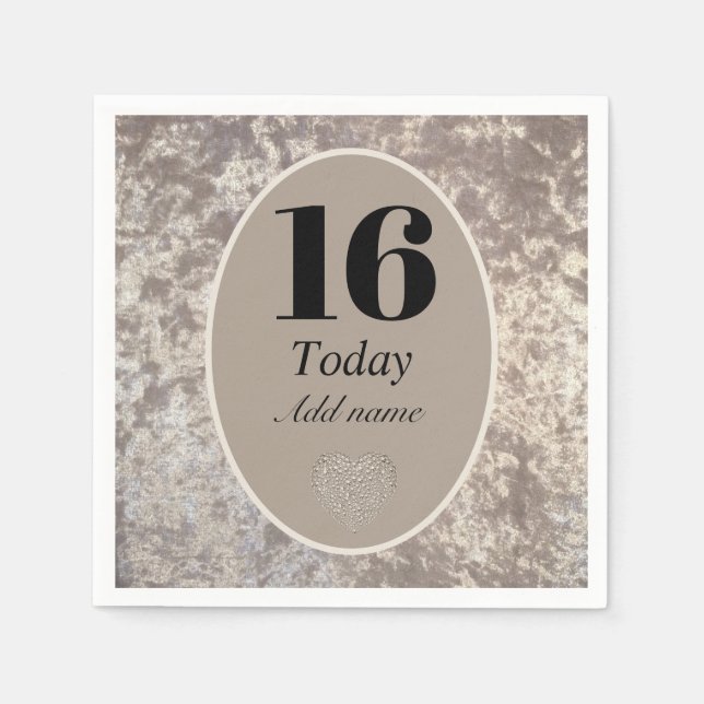 Personalisierter luxuriöser Samt Geburtstagsnapkin Serviette (Vorderseite)