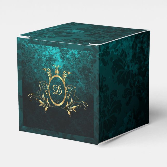 Personalisierter Luxus-Damaskus Goldrahmen Geschenkschachtel (Vorderseite)