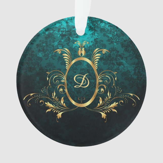 Personalisierter Luxus-Damaskus Goldrahmen Ornament (Vorderseite)