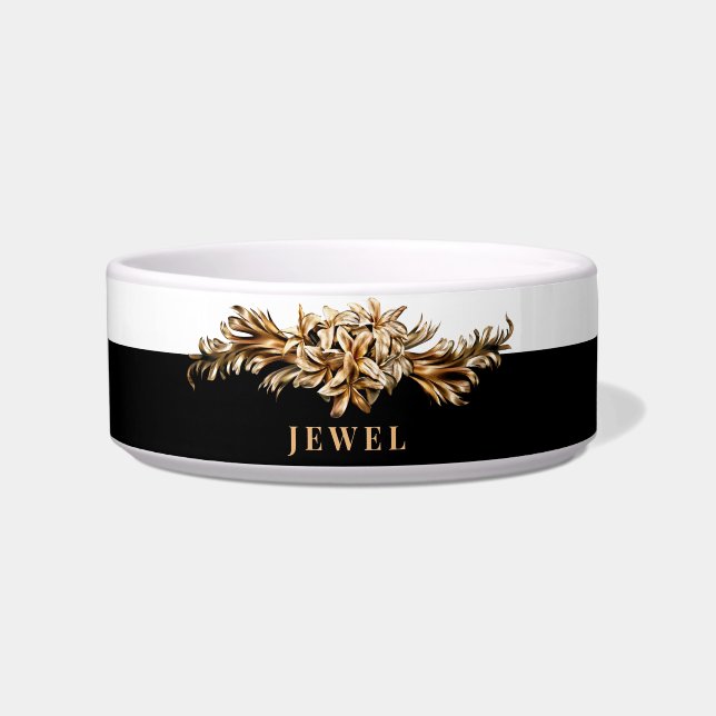 Personalisierter Luxus Golden Blume Elegante Klass Napf (Vorderseite)
