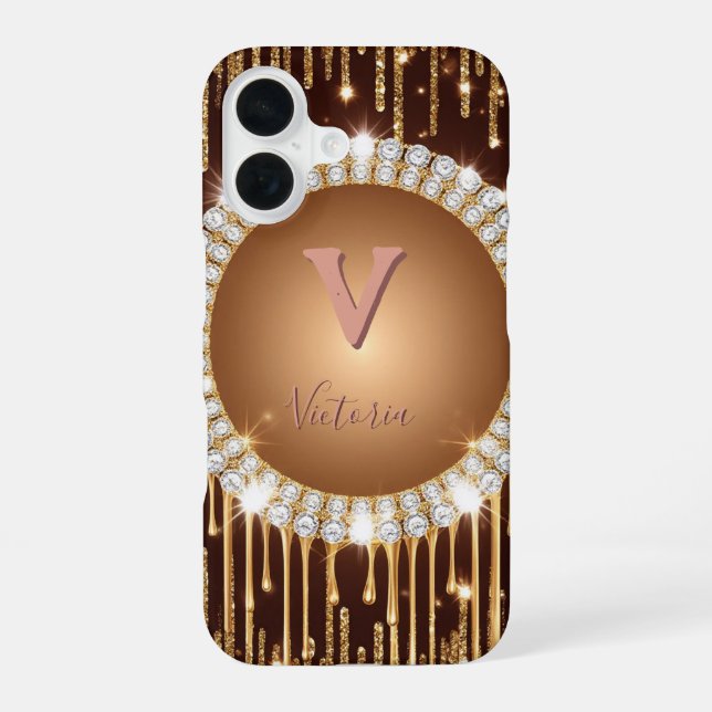 Personalisierter Luxus-Monogrammbuchstabe iPhone 16 Hülle (Rückseite)
