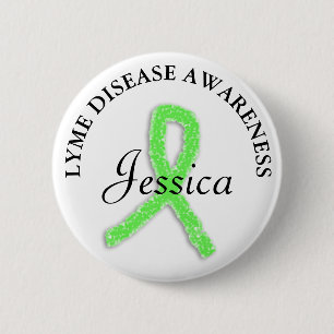 Personalisierter Lyme Krankheits-Band-Namenumbau Button