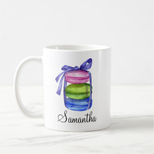 Personalisierter Macaron Bunter Wasserfarben Beche Kaffeetasse