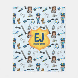 Personalisierter Mädchen-Polizei-Abzeichen-Name Fleecedecke