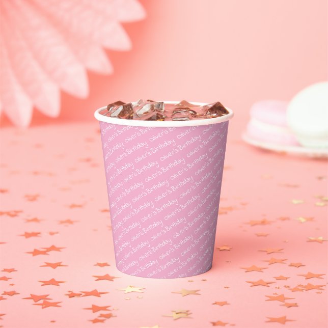 Personalisierter Mädchenname Geburtsdatum Rosa Par Pappbecher (Insitu)
