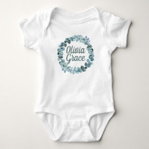 Personalisierter Mädchenname mit Blumenkranz Baby Strampler