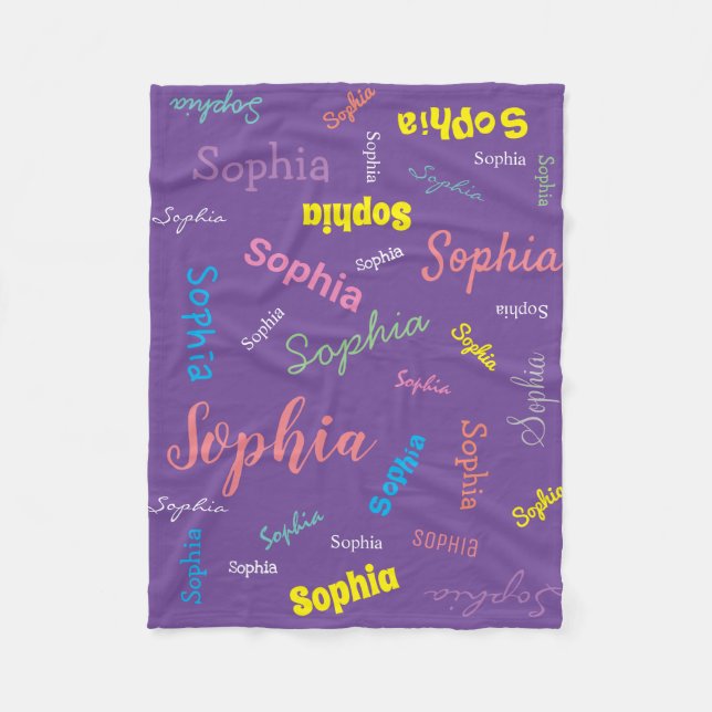Personalisierter Mädchenname Monogramm Lila Niedli Fleecedecke (Vorderseite)