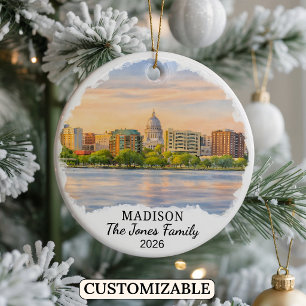 Personalisierter Madison-Schmuck, Benutzerdefinier Keramik Ornament