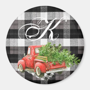 Personalisierter Magnet Weihnachts-LKW Büffel Karo