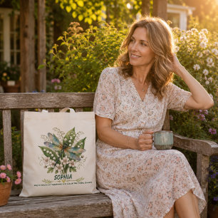 Personalisierter Mai-Geburtsblumen-Libelle Tragetasche