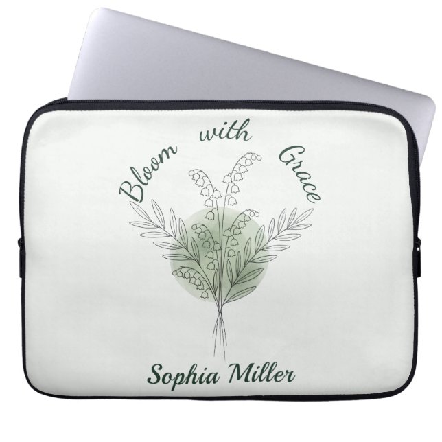 Personalisierter Maiglöckchen-Blumenname Laptopschutzhülle (Vorderseite)