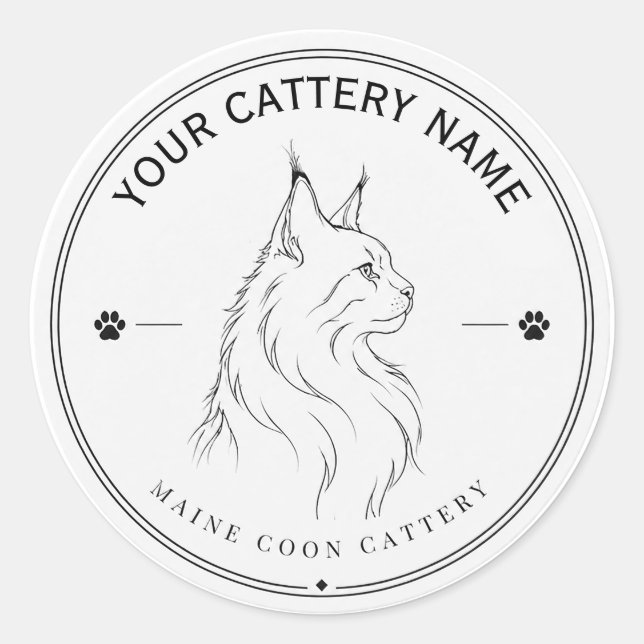 Personalisierter Maine Coon Cattery Aufkleber  (Vorderseite)
