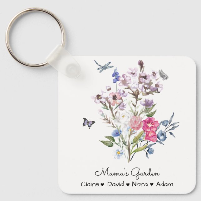 Personalisierter Mama-Garten Schlüsselanhänger (Vorderseite)