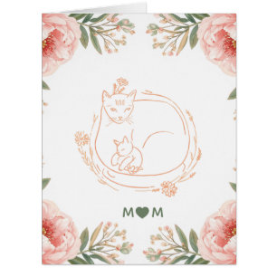 Personalisierter Mama-Katze- und Kätzchen-Blumen-M