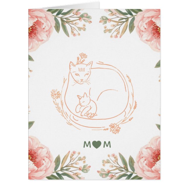 Personalisierter Mama-Katze- und Kätzchen-Blumen-M (Vorderseite)