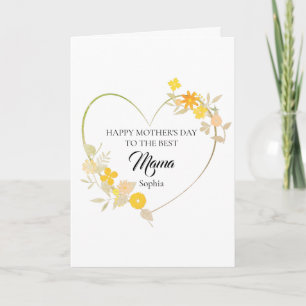 Personalisierter Mama-Name Muttertags-Blumenherz Karte