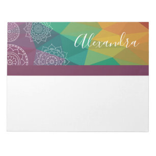 Personalisierter Mandala-Regenbogen-Boho-Chic Notizblock