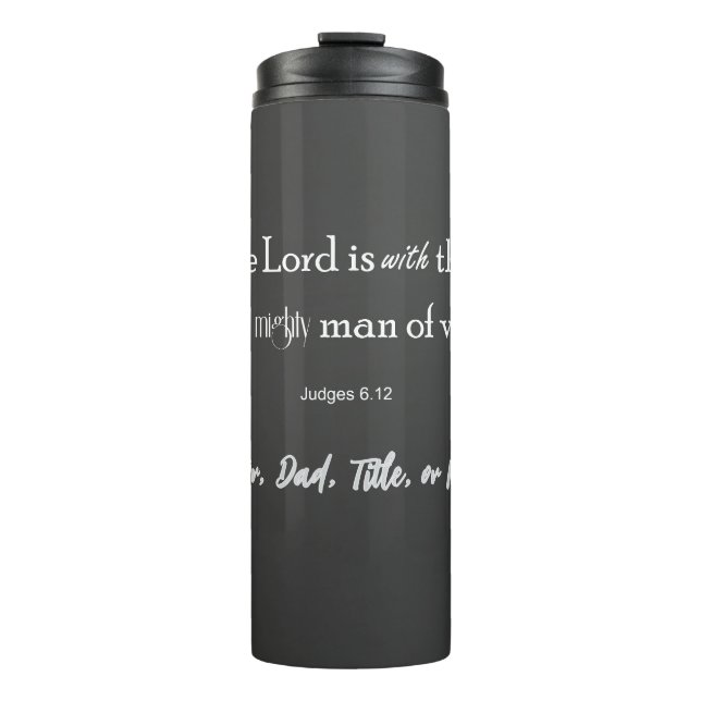 Personalisierter Mann der Valor Bible Verse Thermosbecher (Vorderseite)