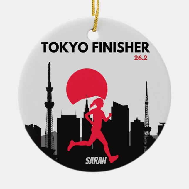 Personalisierter Marathon-Finisher von Tokio, Run  Keramik Ornament (Vorne)