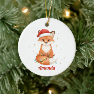 Personalisierter märchenhafter Fuchs-Weihnachtssch Keramik Ornament