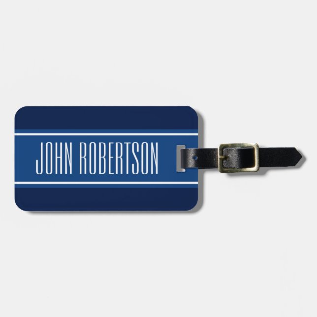 Personalisierter marineblauer Gepäckanhänger | Ele (Vorderseite horizontal)