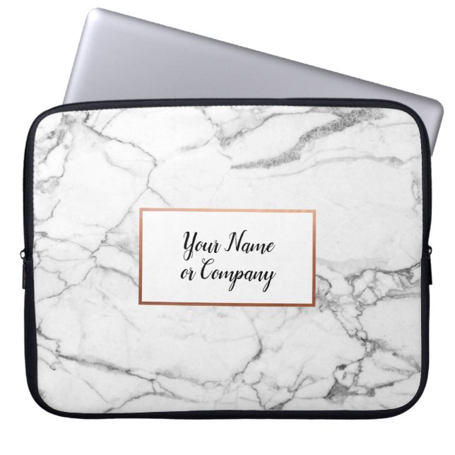 Personalisierter Marmor & Rose Gold iMac Notebook- Laptopschutzhülle (Vorderseite)