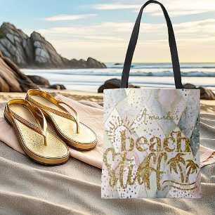 Personalisierter Marmor und Gold "Strandzeug"  Tasche