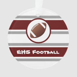 Personalisierter Maroon und Silberfußballverzierun Ornament