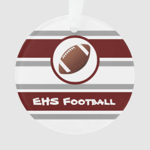 Personalisierter Maroon und Silberfußballverzierun Ornament