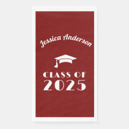 Personalisierter Maroon und weißer Abschluss Serviette