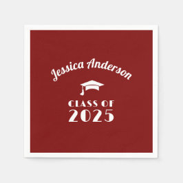 Personalisierter Maroon und weißer Abschluss Serviette