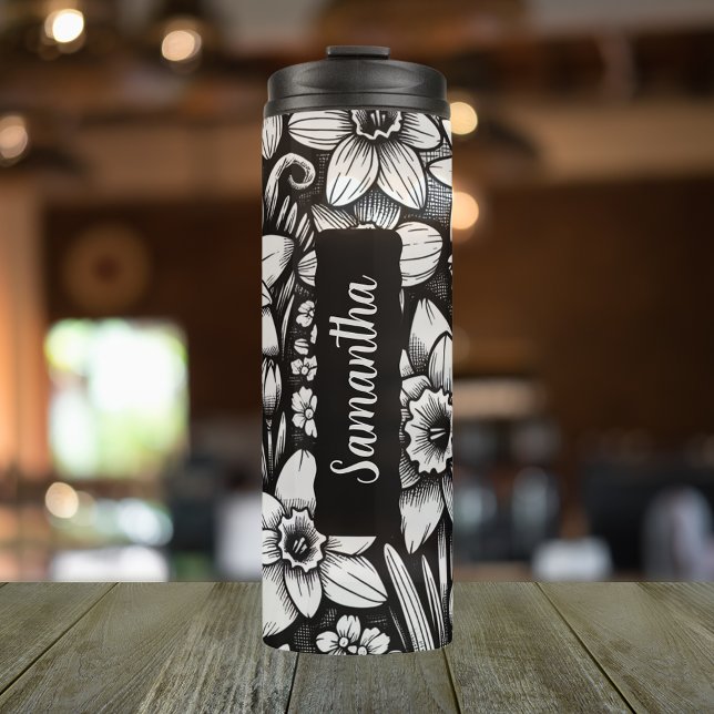 Personalisierter März Geburtsdatum Blume affodil 1 Thermosbecher (Personalized 20 oz thermal tumbler with the birth flower Daisy for the month of March)