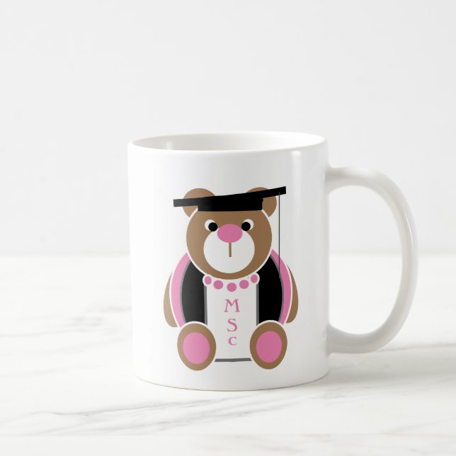Personalisierter Master of Science niedlich Teddy  Kaffeetasse (Rechts)