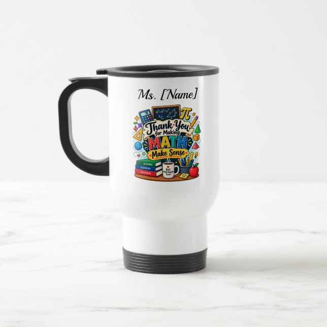 Personalisierter Mathematik-Lehrer-Kaffeebecher |  Reisebecher (Links)
