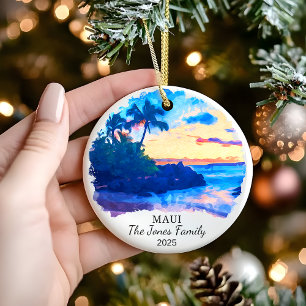 Personalisierter Maui-Schmuck, Hawaii-Geschenk Keramik Ornament
