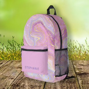 Personalisierter Mauve-Lavendel-Goldmarmor-Schicht Bedruckter Rucksack