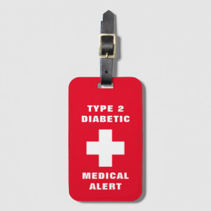 Personalisierter medizinischer Alarm Diabetes Typ Gepäckanhänger