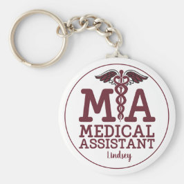 Personalisierter medizinischer Assistent Burgundy  Schlüsselanhänger