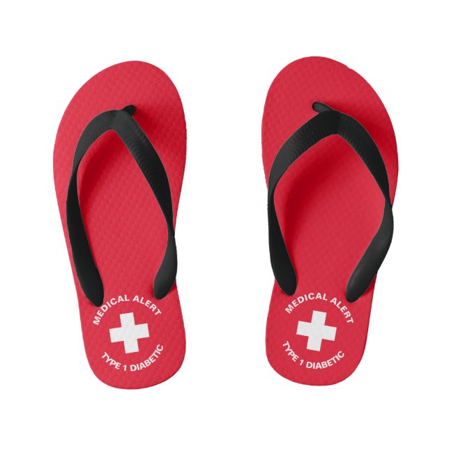 Personalisierter medizinischer Warnhinweis Diabeti Kinderbadesandalen (Fußbett)