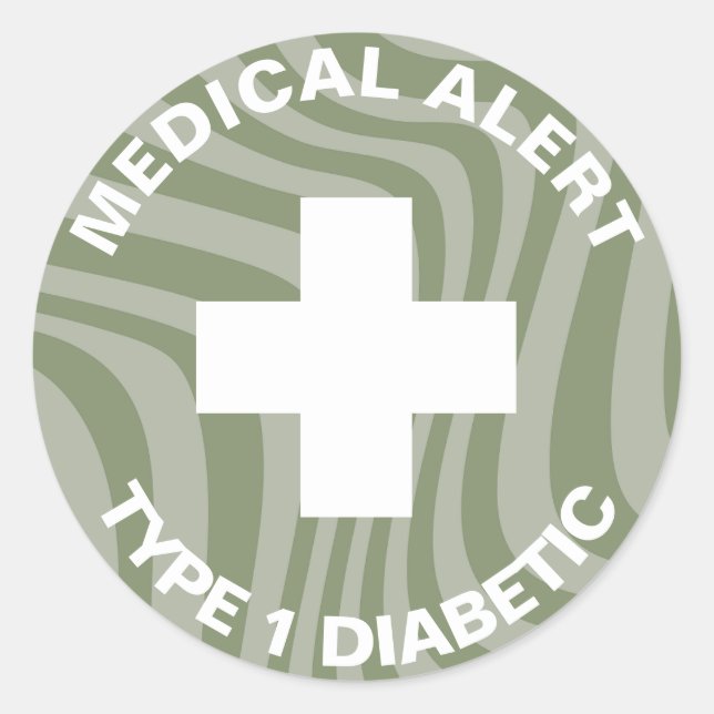 Personalisierter medizinischer Warnhinweis Insulin Runder Aufkleber (Vorderseite)