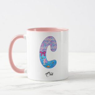 Personalisierter Meerjungfrau-Alphabet-Buchstabe C Tasse