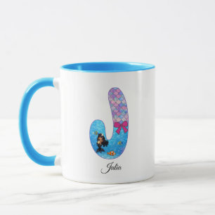 Personalisierter Meerjungfrau-Alphabet-Buchstabe J Tasse