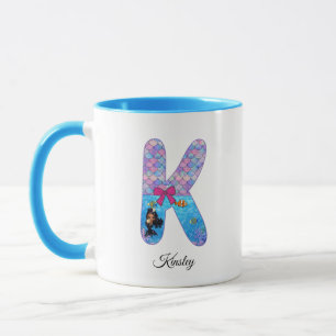 Personalisierter Meerjungfrau-Alphabet-Buchstabe K Tasse