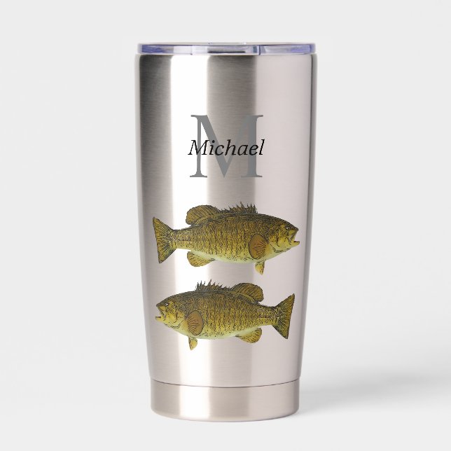 Personalisierter Mehlbarsch Monogram Fisch Thermobecher (Vorderseite)