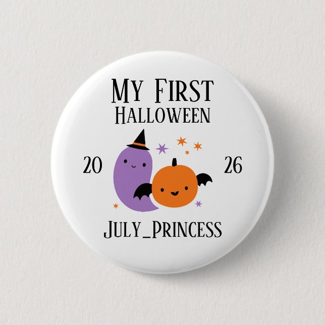 Personalisierter mein erster Halloween-Schmuck Button (Vorderseite)