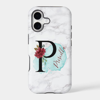 Personalisierter Merlot Navy Blumenbuchstabe P mit