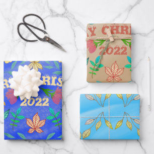 PERSONALISIERTER MERRY CHRISTMAS 20XX GESCHENKPAPIER SET