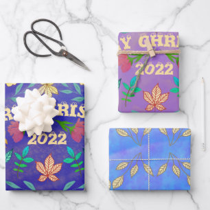 PERSONALISIERTER MERRY CHRISTMAS 20XX GESCHENKPAPIER SET
