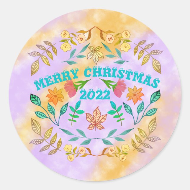 PERSONALISIERTER MERRY CHRISTMAS 20XX RUNDER AUFKLEBER (Vorderseite)