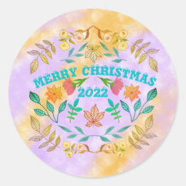 PERSONALISIERTER MERRY CHRISTMAS 20XX RUNDER AUFKLEBER
